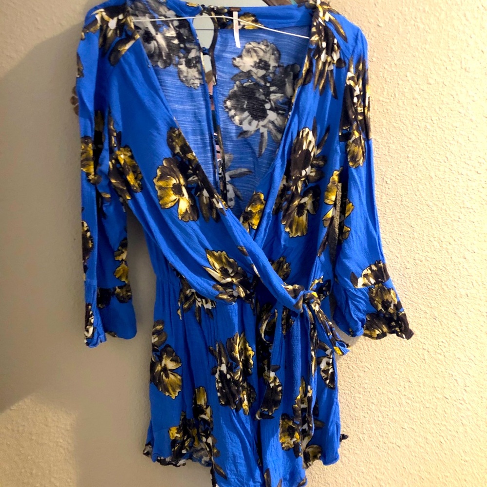 Blue floral romper